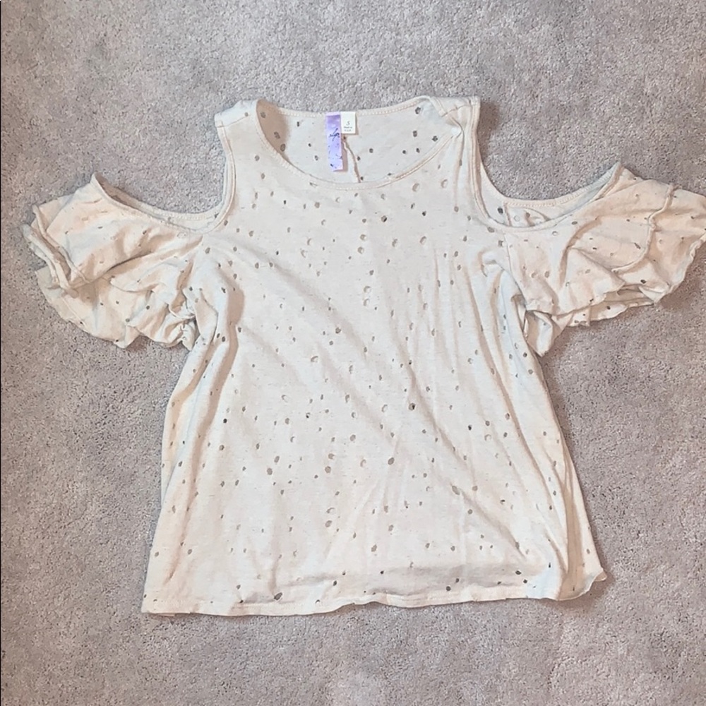 Distressed Off-the-Shoulder Top